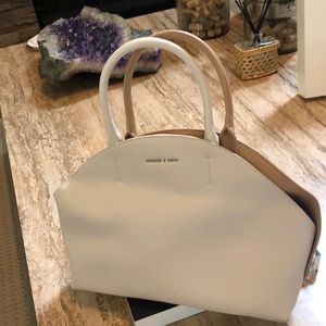 Charles & Keith dual color handbag w zippered removable insert.